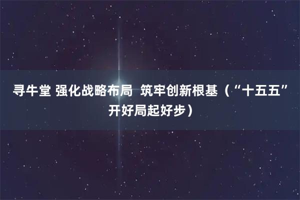 寻牛堂 强化战略布局  筑牢创新根基（“十五五”开好局起好步）